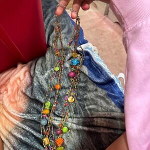 Colorful trendy long necklace